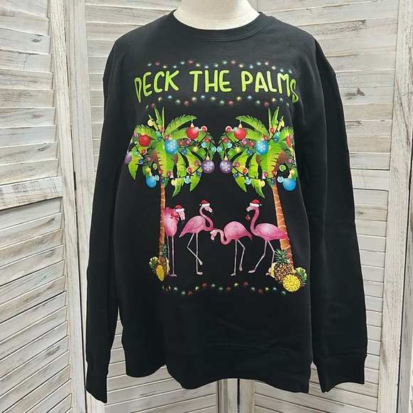 Tops - Deck The Palms Christmas Holiday Sweatshirt - NWOT